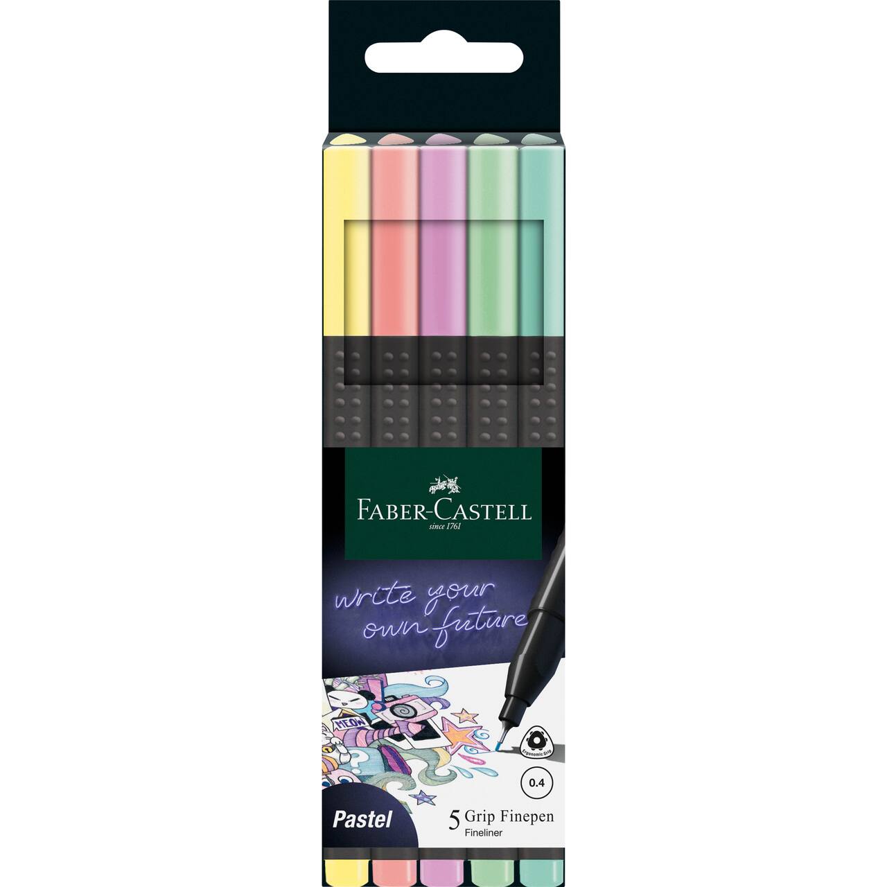 Ensemble de stylos aux couleurs pastel avec pointe fine et prise de Faber-Castell
